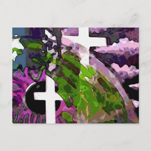 Rosa Kreuz und Auge Postkarte (Vorderseite)