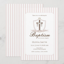 Rosa Kreuz Wappen Taufe Einladung