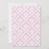 Rosa Kreuz weißer Damastrap Erste Kommune Einladung (Rückseite)