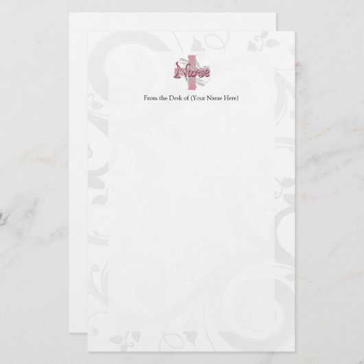 Rosa Kreuz/Wirbelsäule Briefpapier (Vorne/Hinten)