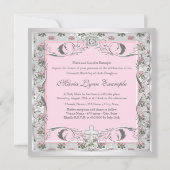 Rosa Kreuzquinceanera Einladung (Rückseite)