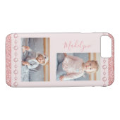 Rosa Kristall Glitzer Name Foto Case-Mate iPhone Hülle (Rückseite (Horizontal))