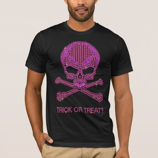 Rosa Kristall Skull & Crossbones T-Shirt (Vorderseite)