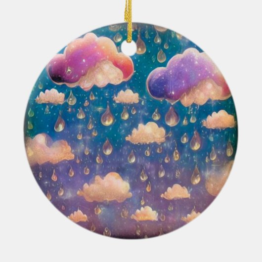 Rosa Kristallwolken Keramik Ornament (Hinten)