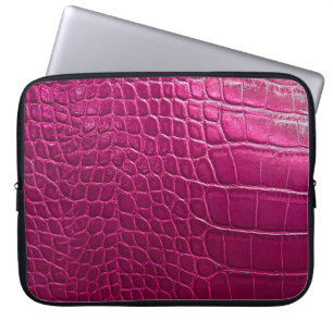 Rosa Krokodilhautstruktur Laptopschutzhülle