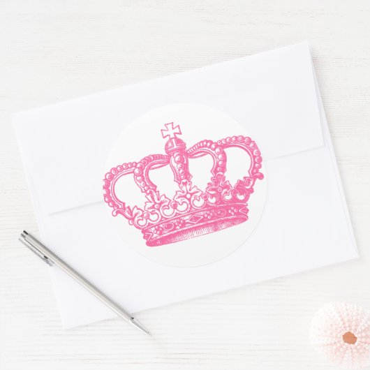 Rosa Krone Runder Aufkleber (Umschlag)