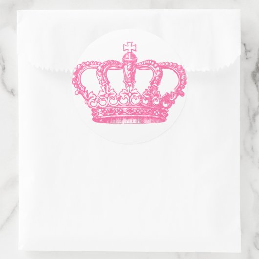 Rosa Krone Runder Aufkleber (Tasche)