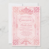 Rosa Krone Tiara Elegantes Quinceanera Einladung (Vorderseite)