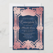 Rosa Krone Tiara Elegantes Quinceanera Einladung (Vorderseite)