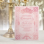 Rosa Krone Tiara Elegantes Quinceanera Einladung