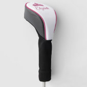 Rosa Krone und individueller Name Hübsch Golf Headcover (angewinkelt)