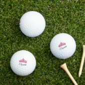 Rosa Krone und personalisierter Name Pretty Golfball (Insitu Gras)