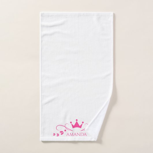 Rosa Krone und Wirbel Monogramm Badhandtuch Set (Handtuch)