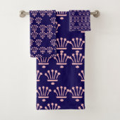Rosa Kronen Blau Badhandtuch Set (Insitu)