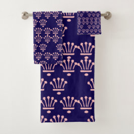 Rosa Kronen Blau Badhandtuch Set