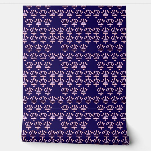 Rosa Kronen Blau Tapete (Abrollen)