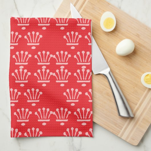 Rosa Kronen Rot Geschirrtuch (Viertel Falte)