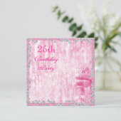 Rosa Kronleuchter & Diamanten 25. Geburtstag Einladung (Stehend Vorderseite)