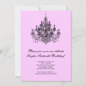 Rosa Kronleuchter Sweet 16 Party Einladung (Rückseite)