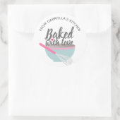 Rosa Küche BAKED GIFT ETIKETT gebacken mit Liebe Runder Aufkleber (Tasche)