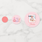 Rosa Kuchen 1. Geburtstagstisch Konfetti (Vorderseiten)