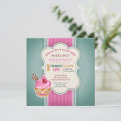 Rosa Kuchen-Einladung Einladung (Stehend Vorderseite)