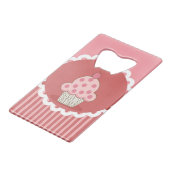 Rosa Kuchen-Entwurf Kreditkarten Flaschenöffner (Rückseite Schrägansicht)