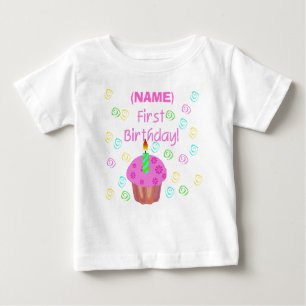 Rosa Kuchen-erster Geburtstag besonders Baby T-shirt