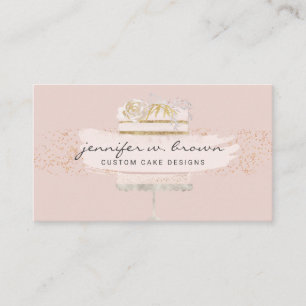 Rosa Kuchen Glitter Dekorieren Floral Bäckerei Visitenkarte