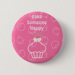 Rosa Kuchen glücklich Button
