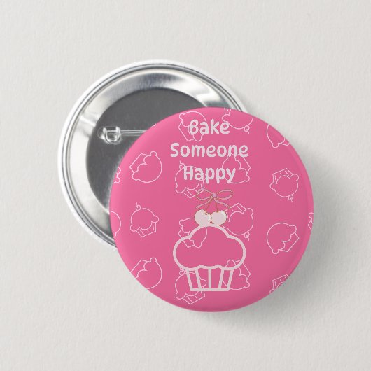 Rosa Kuchen glücklich Button (Vorne & Hinten)