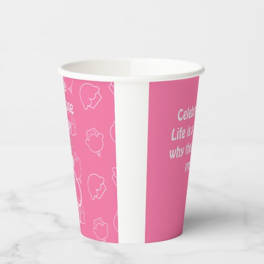 Rosa Kuchen glücklich Pappbecher (Links)