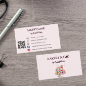 Rosa Kuchen Konditorkuchen, Backwaren QR-Code Visitenkarte