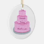 Rosa Kuchen mit Herz-Hochzeitszitat Keramikornament (Rechts)