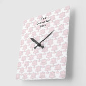 Rosa Kuchen-Muster mit kundenspezifischem Text Quadratische Wanduhr (Winkel)