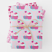 Rosa Kuchen und Herzen Geschenkpapier Set (Beispiel)