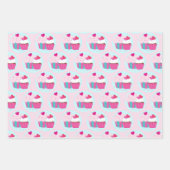 Rosa Kuchen und Herzen Geschenkpapier Set (Vorderseite)