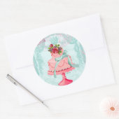 Rosa Kuchen und Kronen Runder Aufkleber (Umschlag)