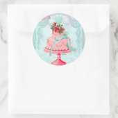 Rosa Kuchen und Kronen Runder Aufkleber (Tasche)