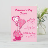 Rosa Kuchen-Valentinsgruß-Einladung Einladung (Stehend Vorderseite)