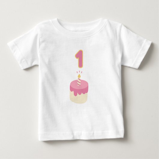 Rosa Kuchen zum ersten Geburtstag Baby T-shirt (Vorderseite)