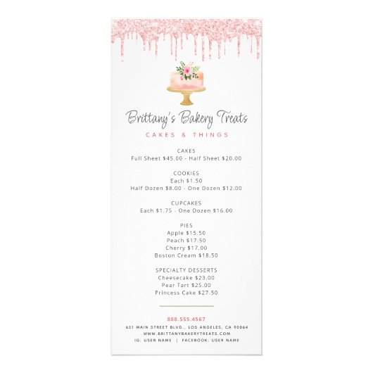 Rosa Kuchengebäck Glitzer Konditorei Koch Menü (Vorne)