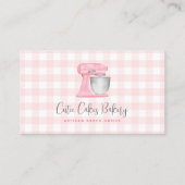 Rosa Küchenmixer QR Code Gingham Bäckerei Visitenkarte (Vorderseite)