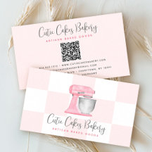 Rosa Küchenmixer QR-Code Schachbrettmuster Bäckere