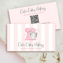 Rosa Küchenmixer QR-Code Streifen Bäckerei