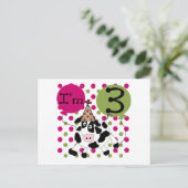 Rosa Kuh 3. Geburtstagsgeschenke Postkarte (Stehend Vorderseite)