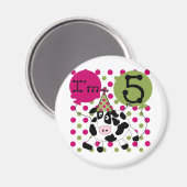 Rosa Kuh 5th Birthday Shirts und Geschenke Magnet (Vorderseite/Rückseite)