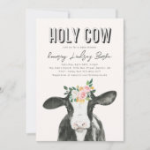 Rosa Kuh Baby Dusche Einladung | Aquarellkühe (Vorderseite)