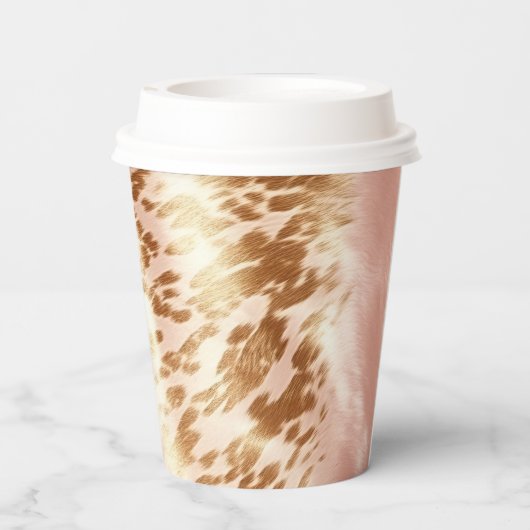 Rosa Kuh Blütenfarbe Pappbecher (Rückseite)