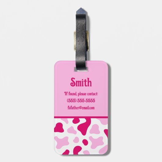Rosa Kuh-Druck, Farbblockkid Gepäckanhänger (Rückseite vertikal)